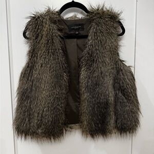 Ann Taylor Faux Fur Vest - Black and Gray